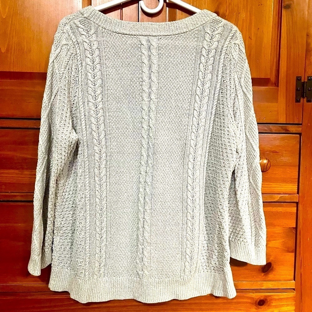 Women’s Lands End Cable Knit Sweater - Picture 3 of 6
